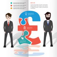Finance puzzle and character info graphic design clean vector N3