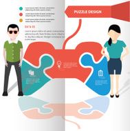 Game puzzle and character info graphic design clean vector