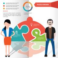 Food puzzle and character info graphic design clean vector