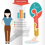 Spoon puzzle and character info graphic design clean vector