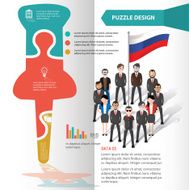 Pin puzzle and character info graphic design clean vector