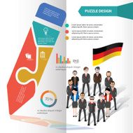Pencil puzzle and character info graphic design clean vector