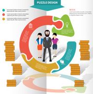Refresh puzzle and character info graphic design clean vector