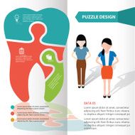 Tooth puzzle and character info graphic design clean vector