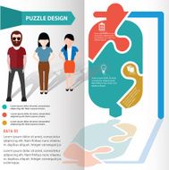 Medical puzzle and character info graphic design clean vector