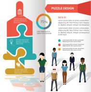 Syringe puzzle and character info graphic design clean vector