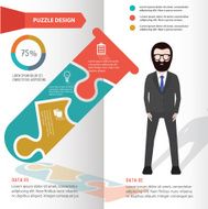 Science puzzle and character info graphic design clean vector N2