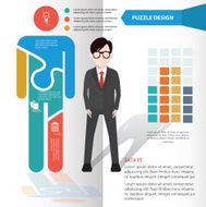 Man puzzle and character info graphic design clean vector