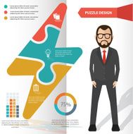 Thunder puzzle and character info graphic design clean vector