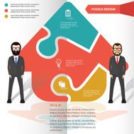 Home puzzle and character info graphic design clean vector