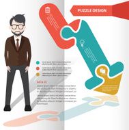Arrow puzzle and character info graphic design clean vector N2