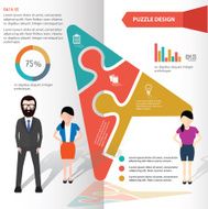 Arrow puzzle and character info graphic design clean vector N3