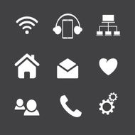 Set of social network icons with cloud computing mail