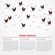 Spring easter infographics background with hens and eggs vector