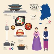 Korea Flat Icons Design Travel Concept Vector