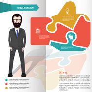 Good hand puzzle and character info graphic design clean vector