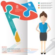 Flag puzzle and character info graphic design clean vector N2