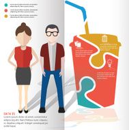 Coffee puzzle and character info graphic design clean vector