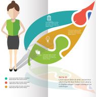 Leaf puzzle and character info graphic design clean vector