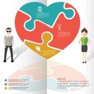 Heart puzzle and character info graphic design clean vector