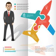 Airplane puzzle and character info graphic design clean vector