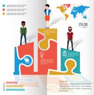 Puzzle and character info graphic design clean vector N2