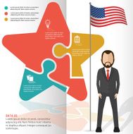 Star puzzle and character info graphic design clean vector