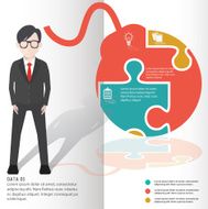 Bomb puzzle and character info graphic design clean vector