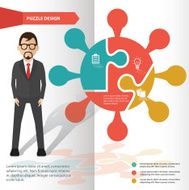 Puzzle and character info graphic design clean vector N3