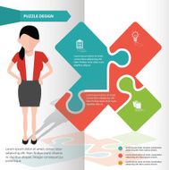 Puzzle and character info graphic design clean vector N4
