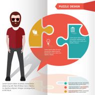 Speech puzzle and character info graphic design clean vector