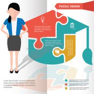 Hat of education puzzle and character info graphic