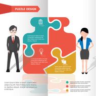 Puzzle and character info graphic design clean vector N5