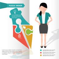 Puzzle and character info graphic design clean vector N6