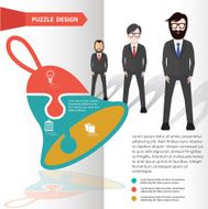Bell puzzle and character info graphic design clean vector