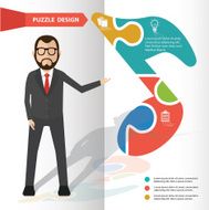 Sound puzzle and character info graphic design clean vector