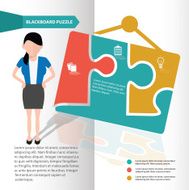 Blackboard puzzle and character info graphic design clean vector N2