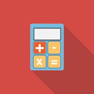 Calculator Flat Icon with Long Shadow Vector Illustration