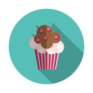 Flat Design Concept Cupcake with Cherries Vector Illustration Wi