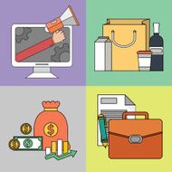 Line icons of business anytitics finance and design