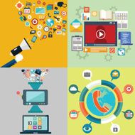 Vector collection of flat and colorful business marketing support N2