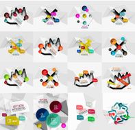 Set of light paper design option infographic banner templates N4