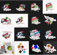 Set of light paper design option infographic banner templates N6