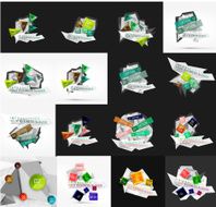 Set of light paper design option infographic banner templates N8