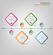 Time line info graphic with colored pointers design element