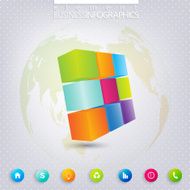 Modern 3d infographic design with place for your text workflow N2