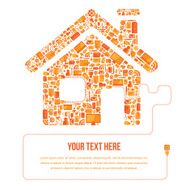 House made of internet and technology icons
