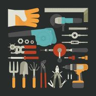Hand tools icon set flat design N2
