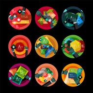 Set of flat design circle option infographics concepts N55