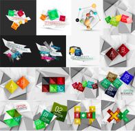 Set of light paper design option infographic banner templates N11